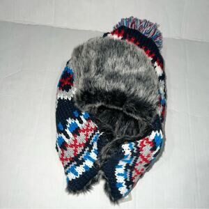 BP Faux Fur Fair Isle Ear Flap Beanie